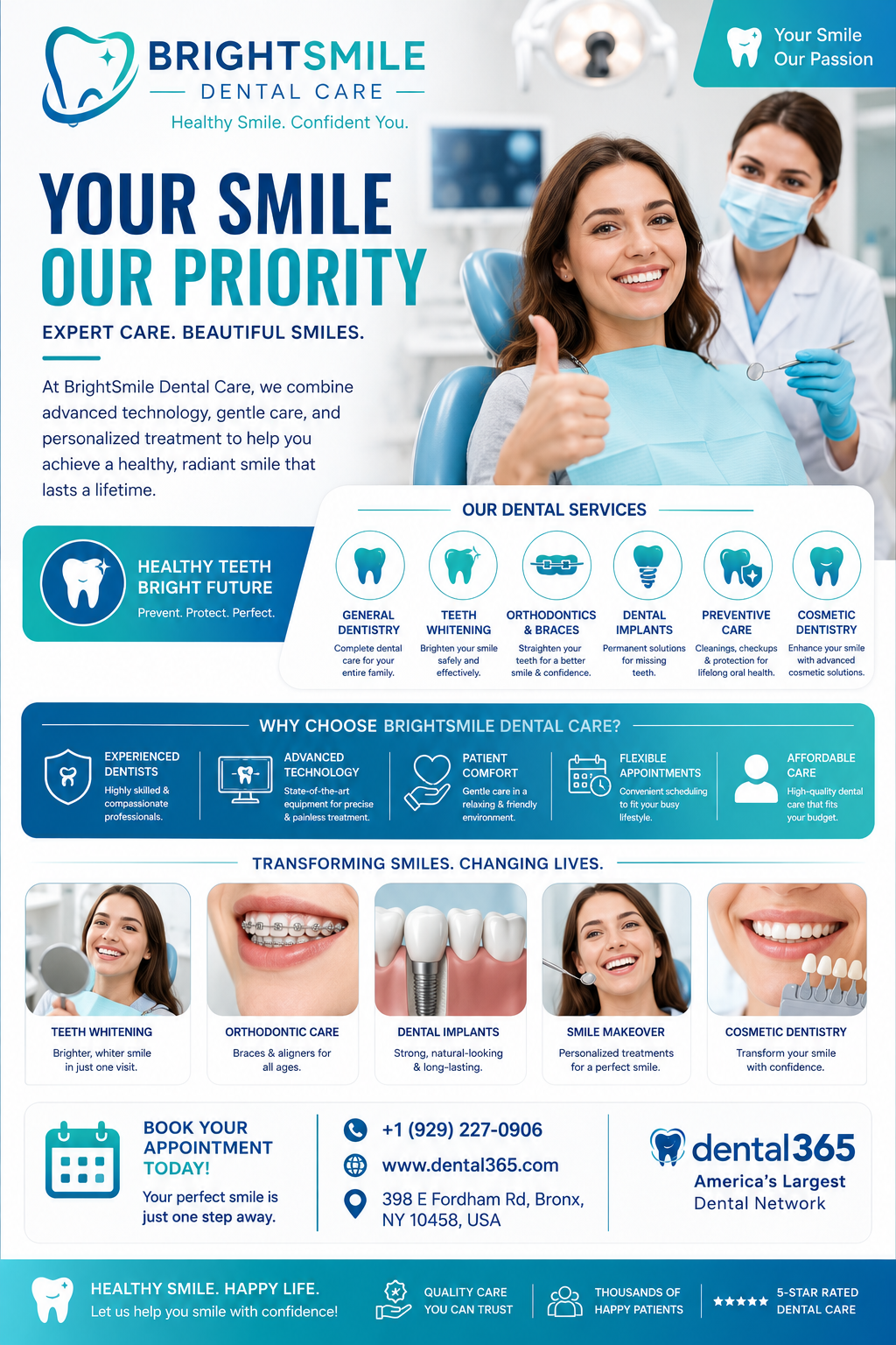 Dental clinic social media poster for a USA healthcare campaign